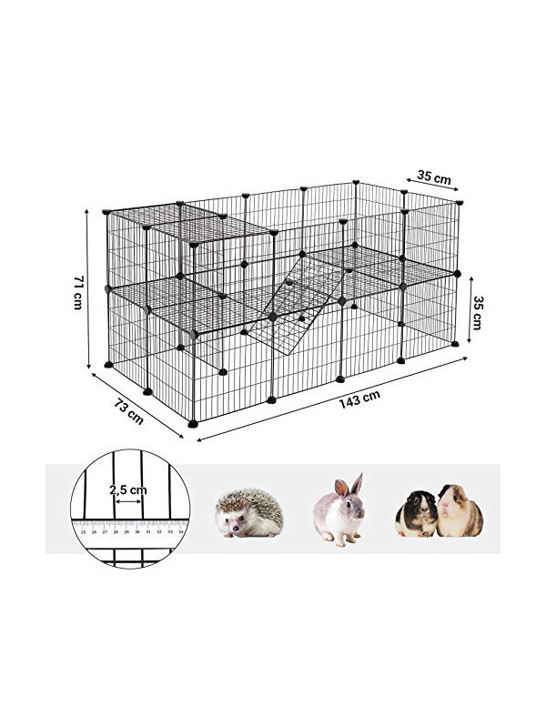 Tarc pentru animale de comapnie, Songmics, Negru, LPI02H, 143 x 73 x 71 cm