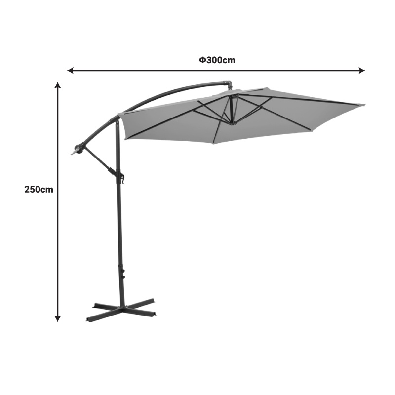 Umbrelă cu suport de grădină Jiopel Bej 3x3x3 cm