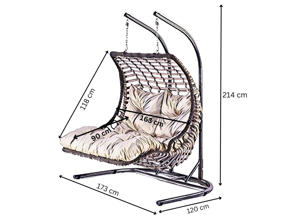 Balansoar dublu Bodrum V2 Crem 173x214x120 cm