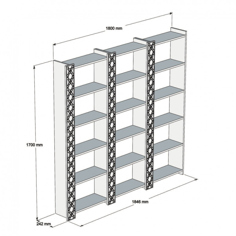 Biblioteca City3 Walnut-Alb