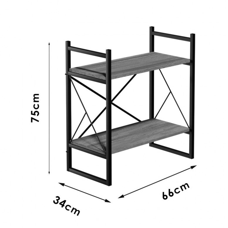 Biblioteca joasa Baker nuc-negru 66x34x75cm