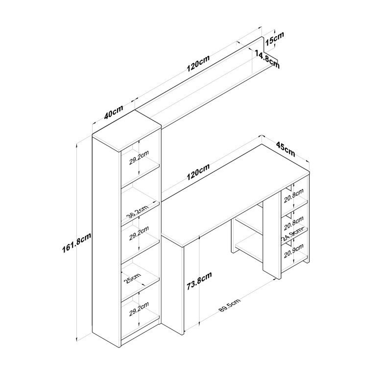 Biroul de studiu HA116, Nuc- Antracit