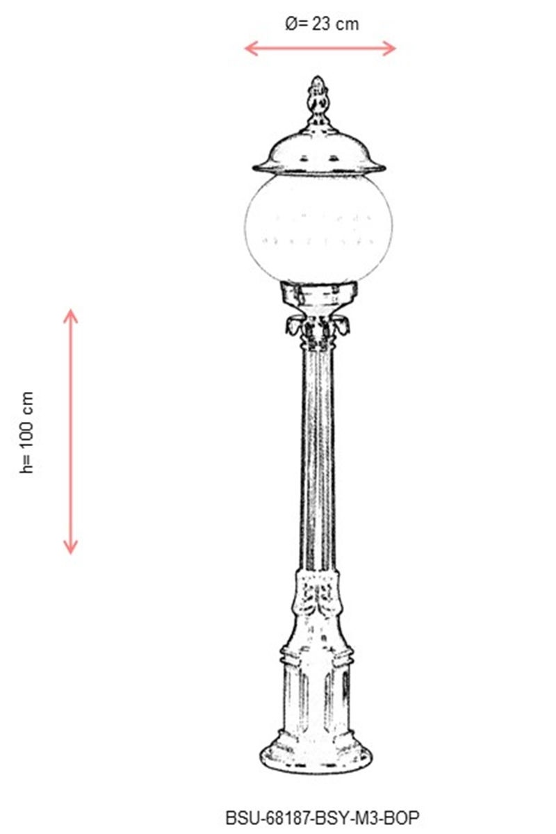 Lampadar de exterior M3BOP Negru 23x23 cm