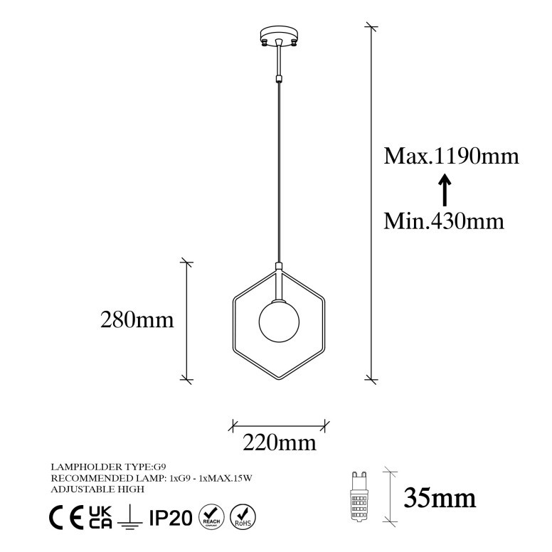 Lustra Geometri - 11075 Negru/Alb