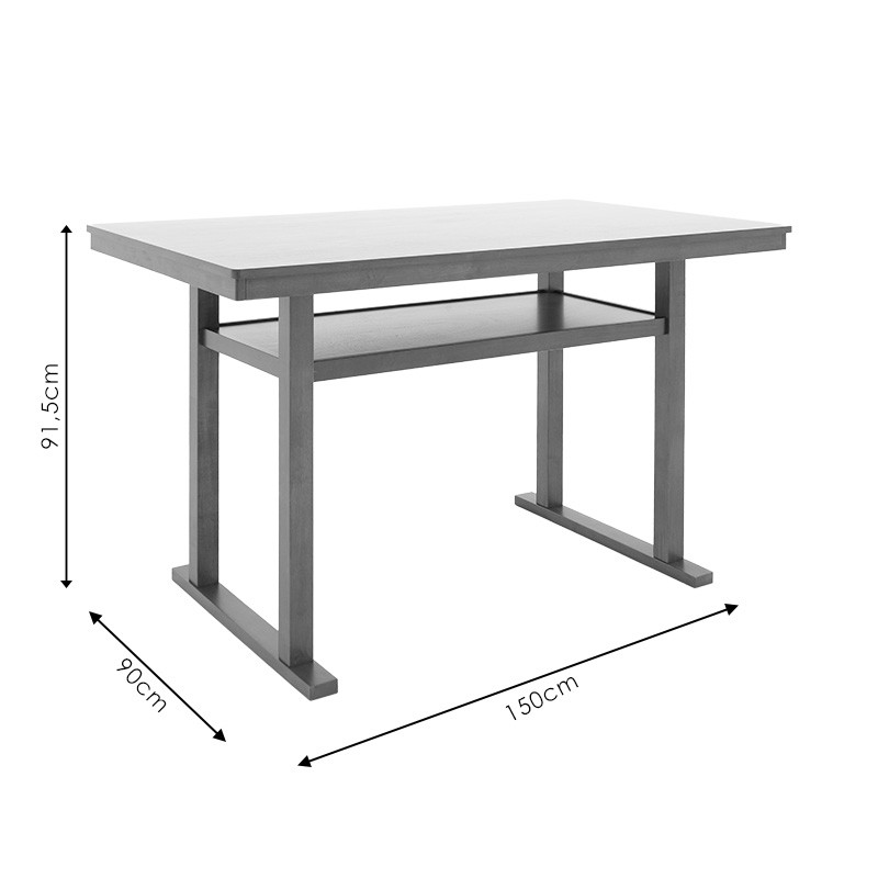 Masa de bar Tenor lemn natural cauciuc - MDF, culoarea nuc 150x90x91.5cm