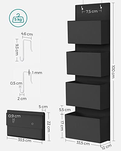 Organizator depozitare usa, Songmics, Negru, 33.5x12x100 cm