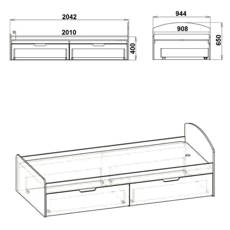 Pat 1 persoana cu spatiu de depozitare 90x200 cm Regan 18242 Nuc