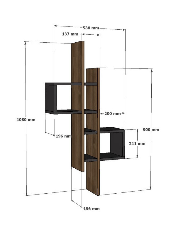 Raft de Perete Emse Oak-Antracit