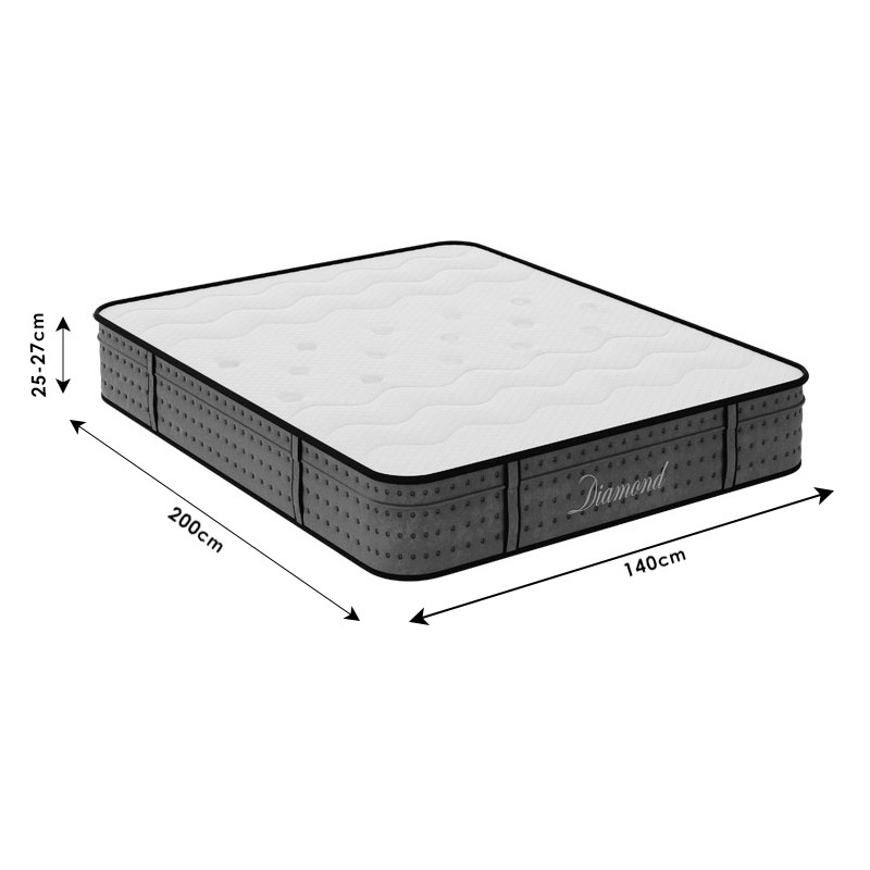 Saltea Diamond 3 zone arcuri buzunar + spuma ecologica cu memorie 25 - 27cm 140x200cm