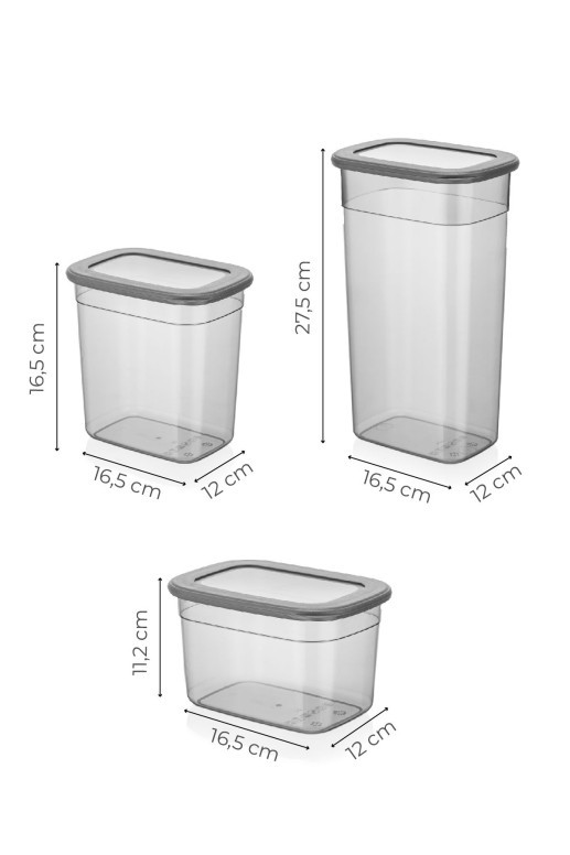 Set 12 cutii de depozitare alimente BNMPOLI - 12, Antracit