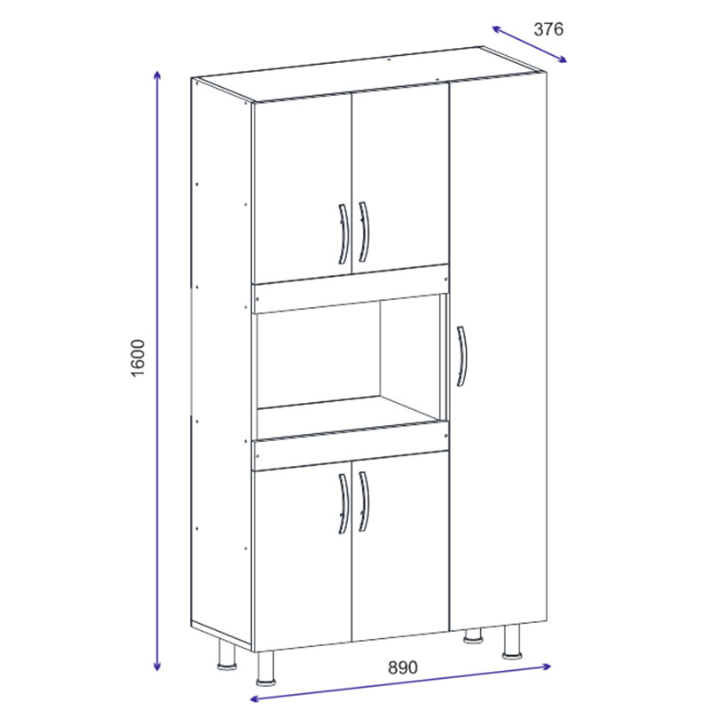 Dulap de bucatarie Defne culoarea alb - culoarea nuc 89x37.5x160cm