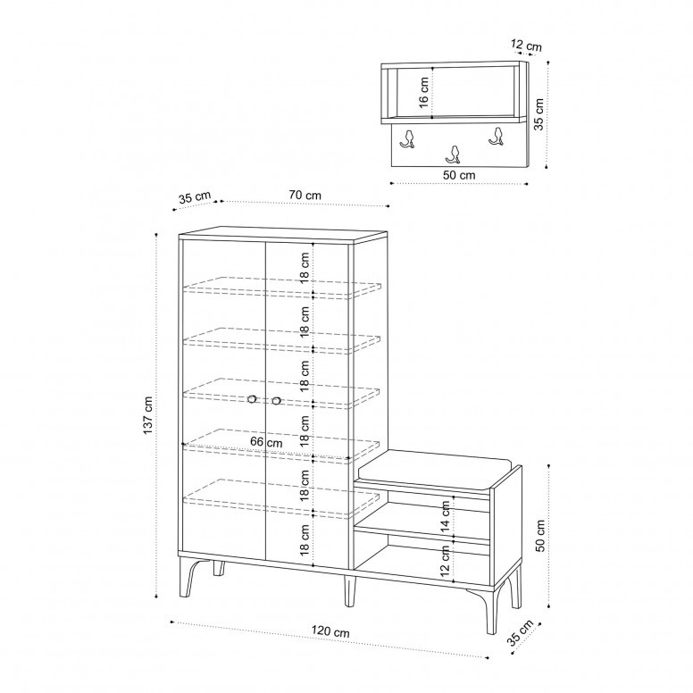 Dulap Pantofi Jess Oak