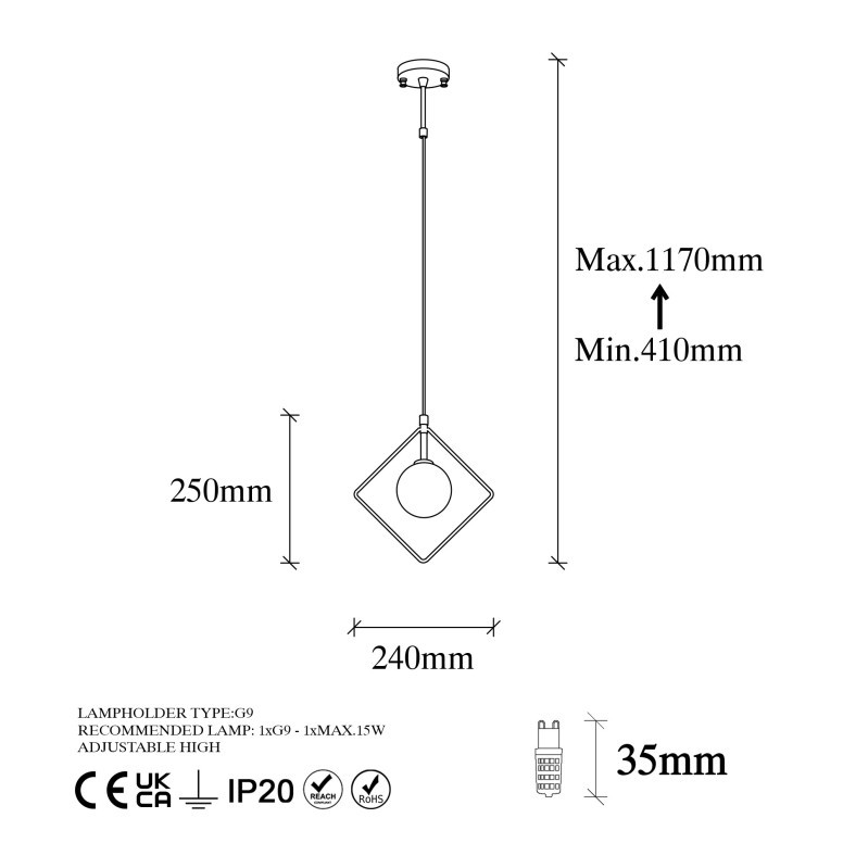 Lustra Geometri - 11095 Negru/Alb