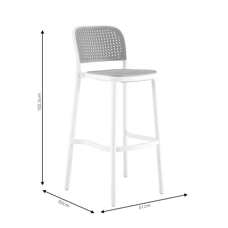 Scaun de bar Juniper cu protectie UV plastic bej - alb 51x52x102.5cm