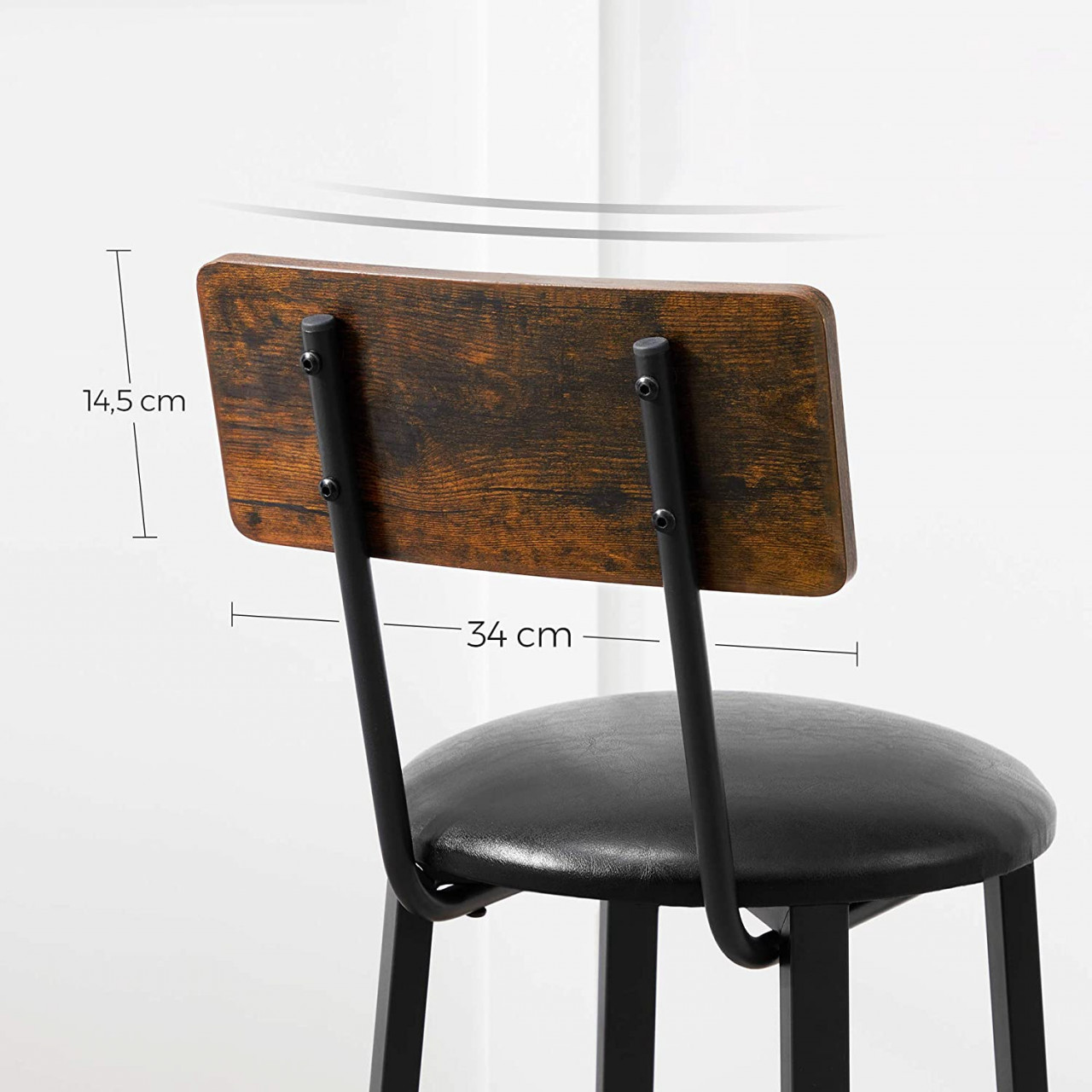 Set 2 scaune de bar, Vasagle, Maro-Negru, 40.1x44.2x100.5 cm