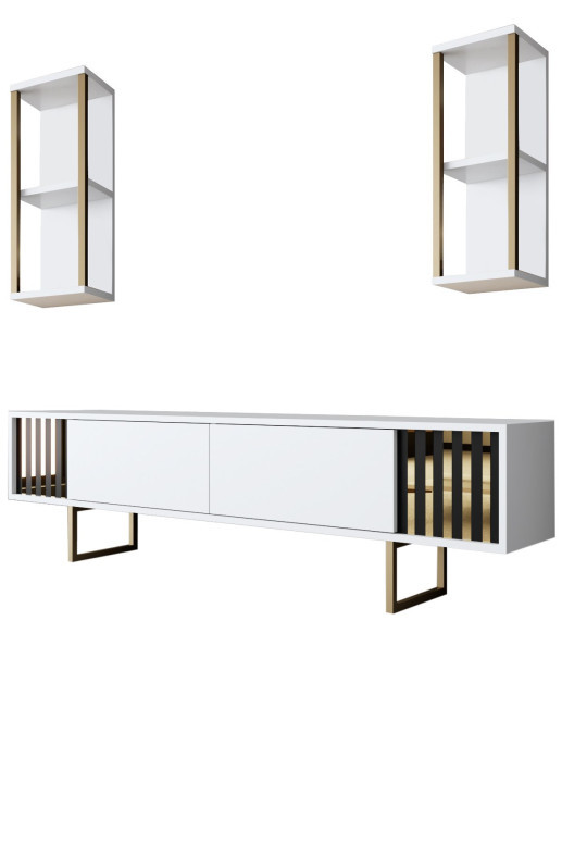 Set de mobilier pentru living Gold, Alb Auriu
