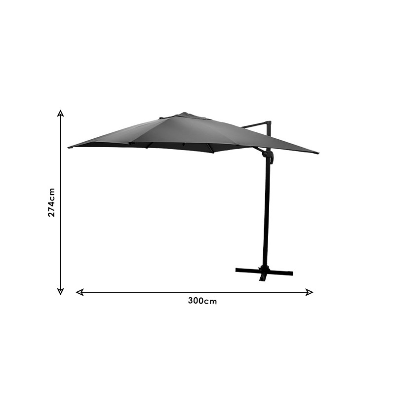 Umbrela de gradina suspendata cu rotatie de 360 de grade Raffaella aluminiu 3x3m antracit