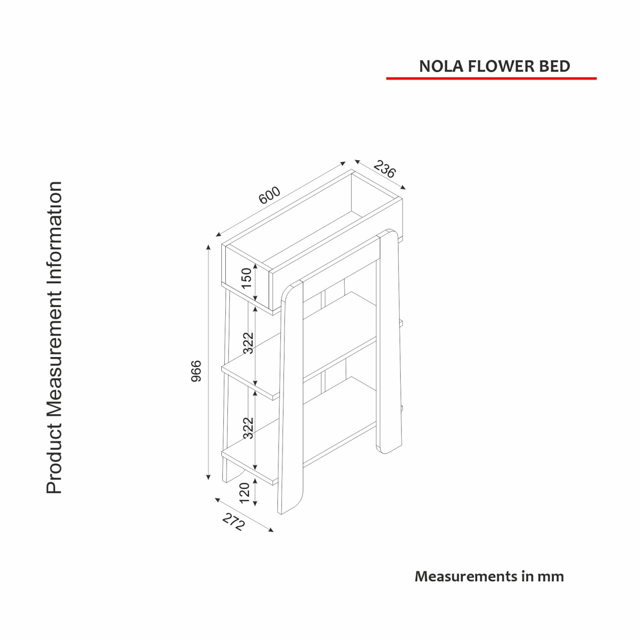 Jardiniera Lemn Nola Alb 60x96.6x23.6 cm