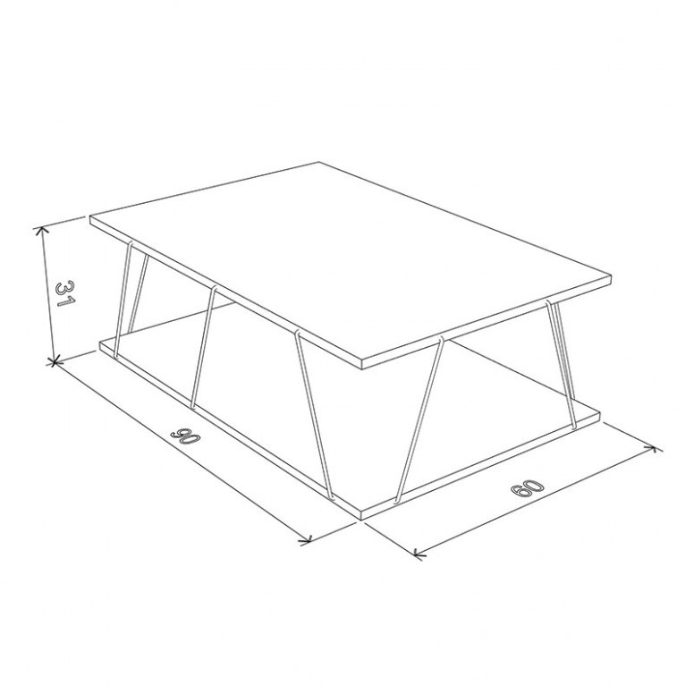 Masuta de Cafea Tars Alb 90x60x30.5 cm