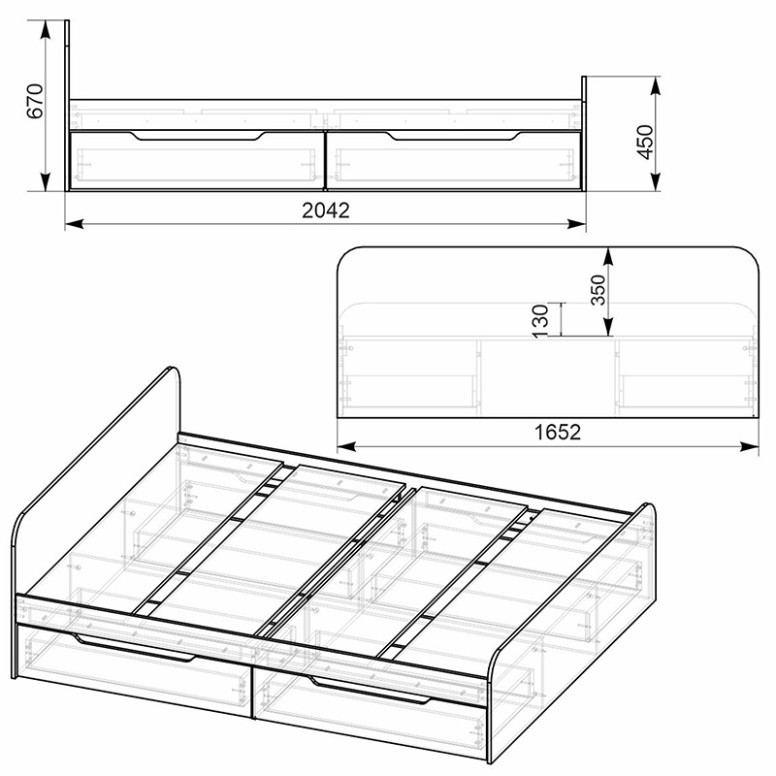 Pat dublu cu spatiu de depozitare 160x200 cm Navis 15354 Sonoma