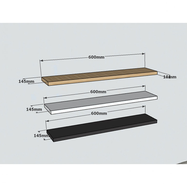 Raft Suspendat Edna Alb - Sonoma - Antracit 60x14.5x1.8 cm