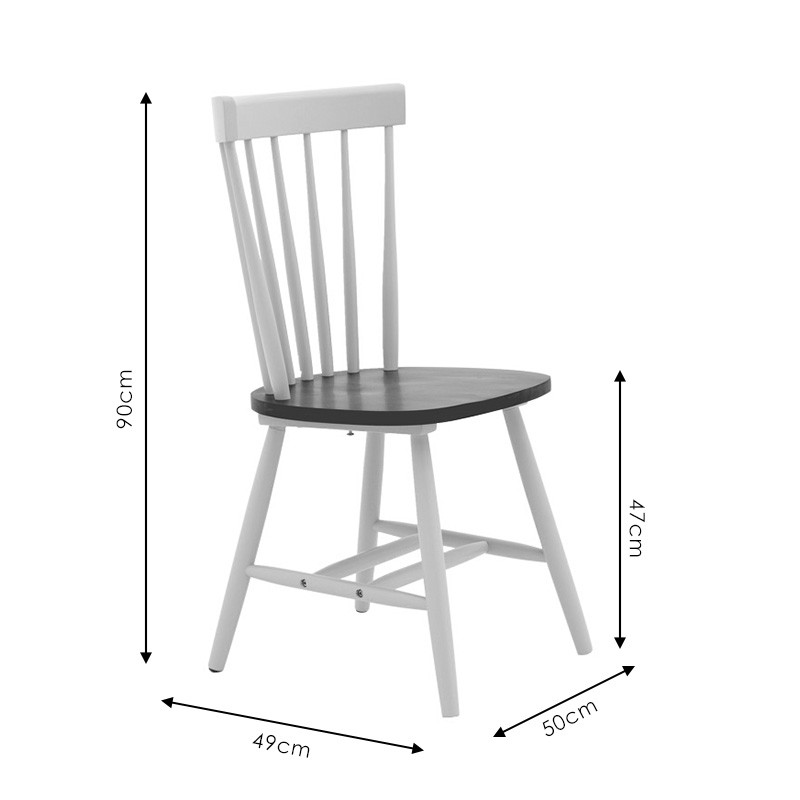 Scaun Larus lemn din arbore de cauciuc, culoare lemn natural antracit - alb 50x49x90cm