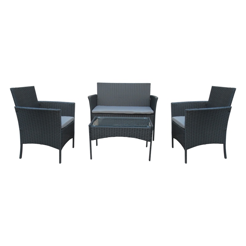 Set 4 buc masă și scaune de grădină Calmness Negru 104x55.5x79 cm