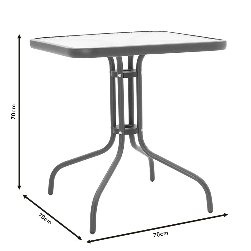 Set de gradina masa si scaune 3 bucati Watson-Obbi plastic PE maro-metal 70x70x70cm