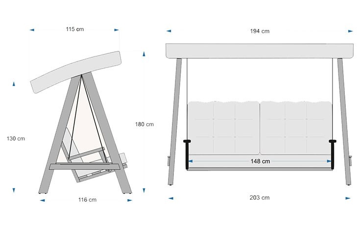 Balansoar dublu Pera 2000 Antracit 200x110x180 cm