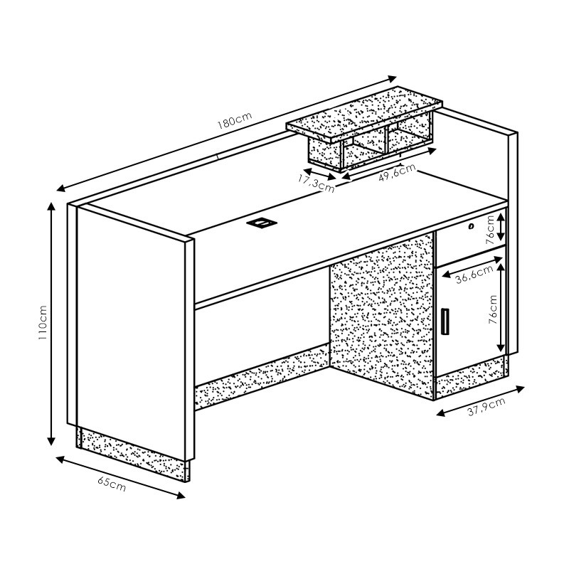 Birou de receptie Oscar nuc - antracit 180x65x76cm