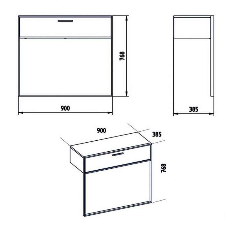 Consola PWF-0298 Alb 90x38.5x77 cm