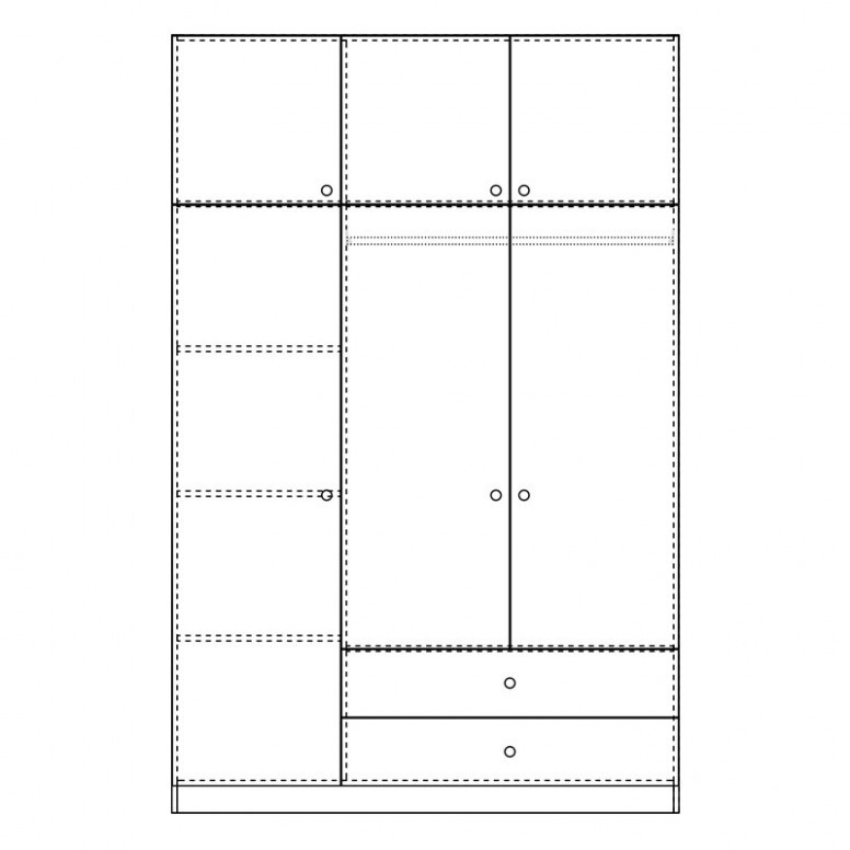 Dulap Cu 3 Uși Royal Cu Mansardă Wenge 150x58x230 cm