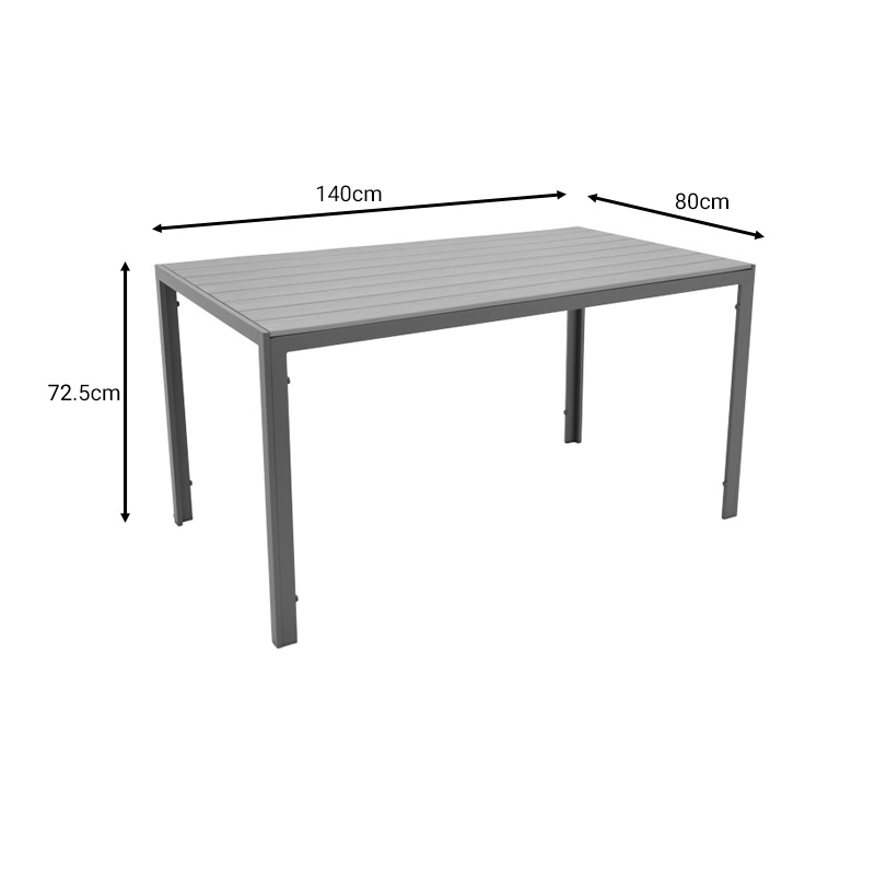 Masă de grădină Nares Gri 140x80x72.5 cm