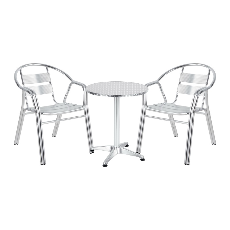 Set 3 buc masă și scaune de grădină Zircu-Lazo Argintiu 60x60x70 cm