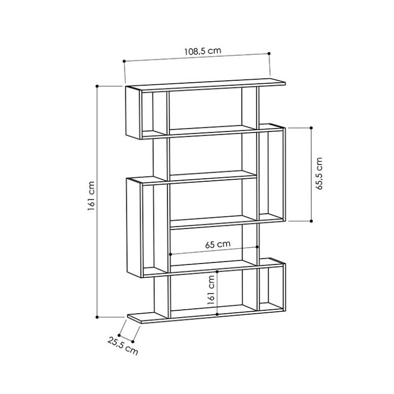 Biblioteca Mito Antracit 108.5x25.5x161 cm