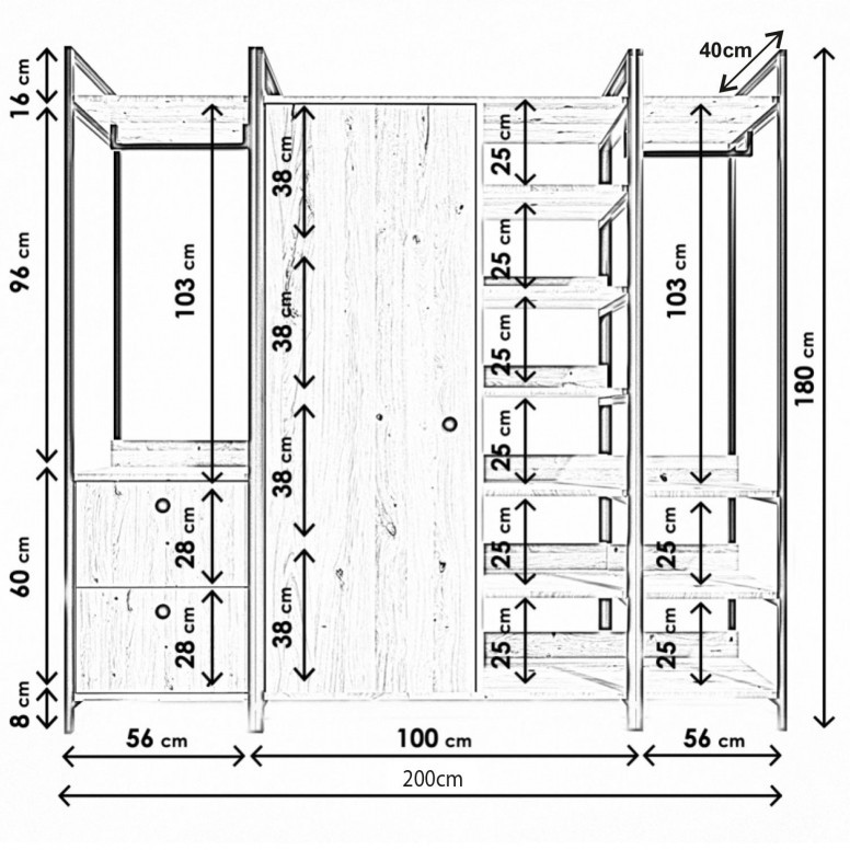 Dulap Okan Oak-Negru