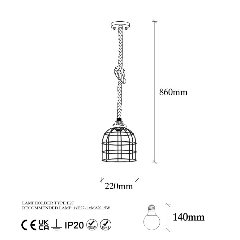 Lustra Endustriyel - 11060 Negru/Bej