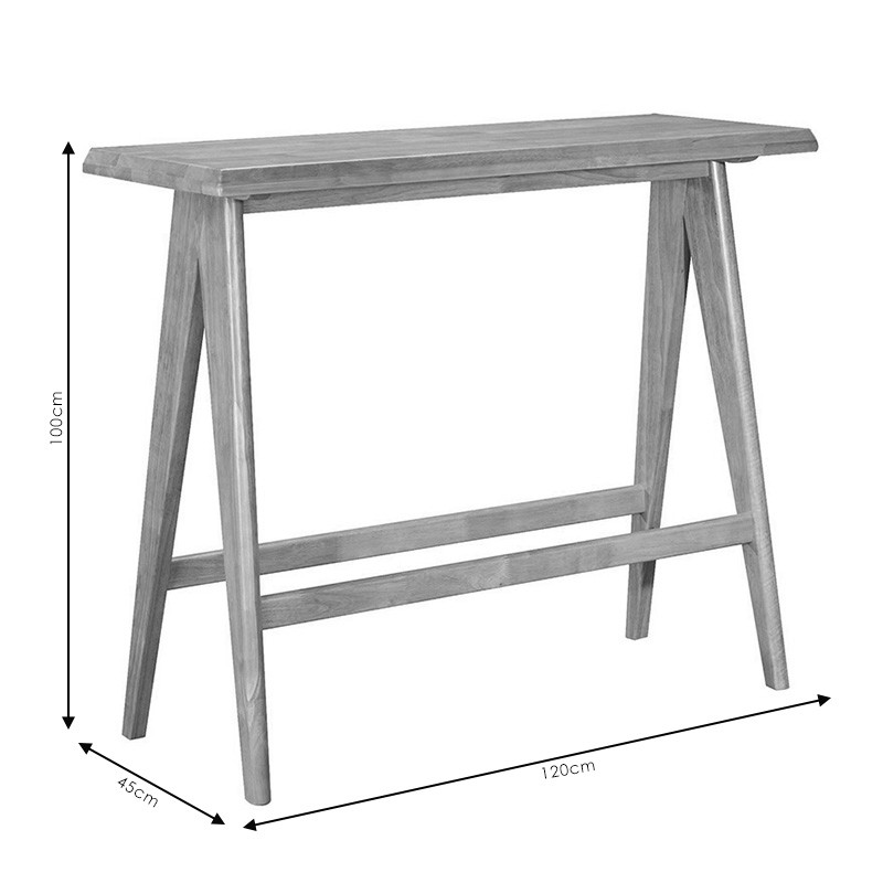 Masa de bar Winslow din lemn de arbore de cauciuc, culoarea nuc 120x45x100cm