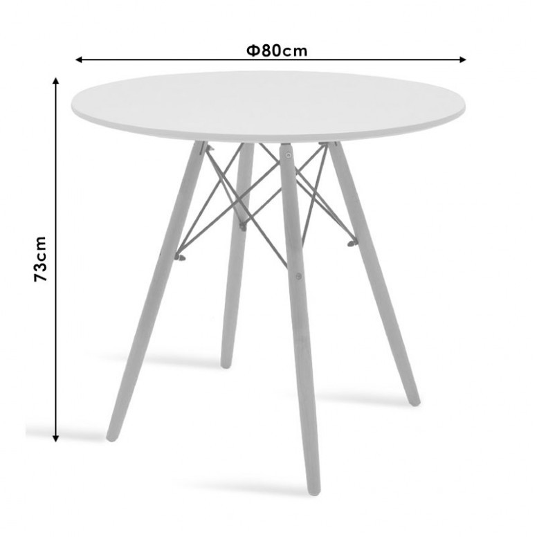 Masa Julita Alb Lucios - Stejar - Negru 80 cm