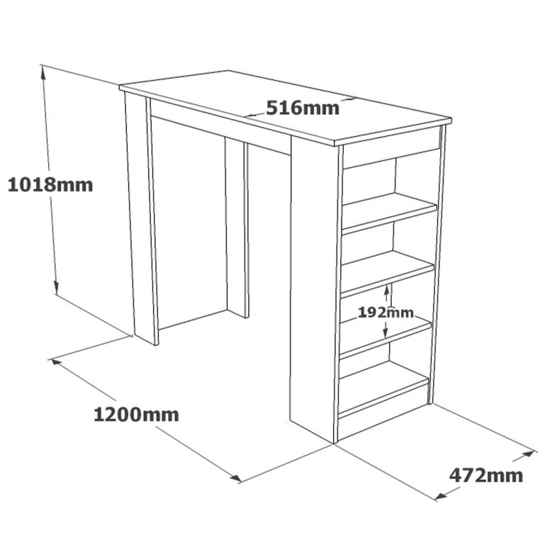 Masa tip Bar ST1-LA Atlantic Pine-Negru