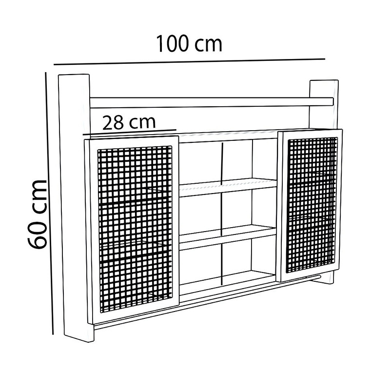 Raft de perete pentru bucatarie Puro culoarea, culoarea nuc 100x9x60cm