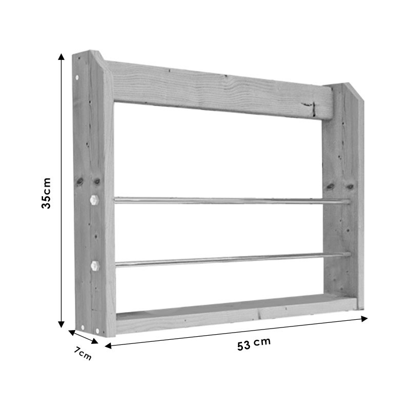 Raft de perete Rana culoare lemn natural - auriu 53x7x35cm