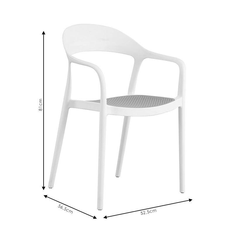 Scaun exterior Ember cu protectie UV plastic bej-alb 52.5x56.5x81cm