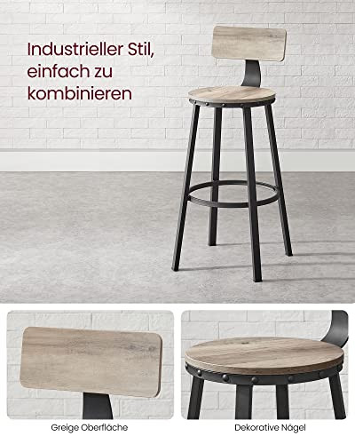 Set 2 scaune de bar, Vasagle, Negru-Ivoar, 99x54x54 cm
