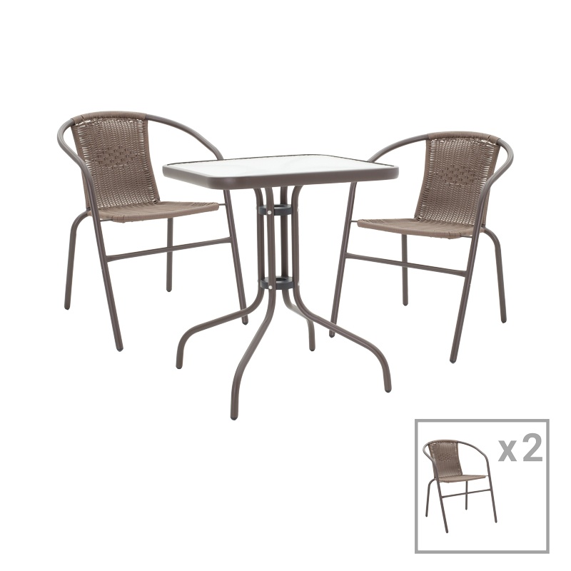 Set 3 buc masă și scaune de grădină Obbi-Watson Maro 60x60x70 cm