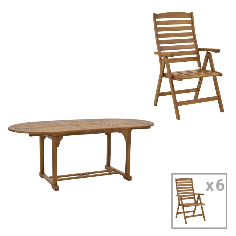 Set 7 buc masă și scaune de grădină Warmo-Sopho Maro 200x100x75 cm