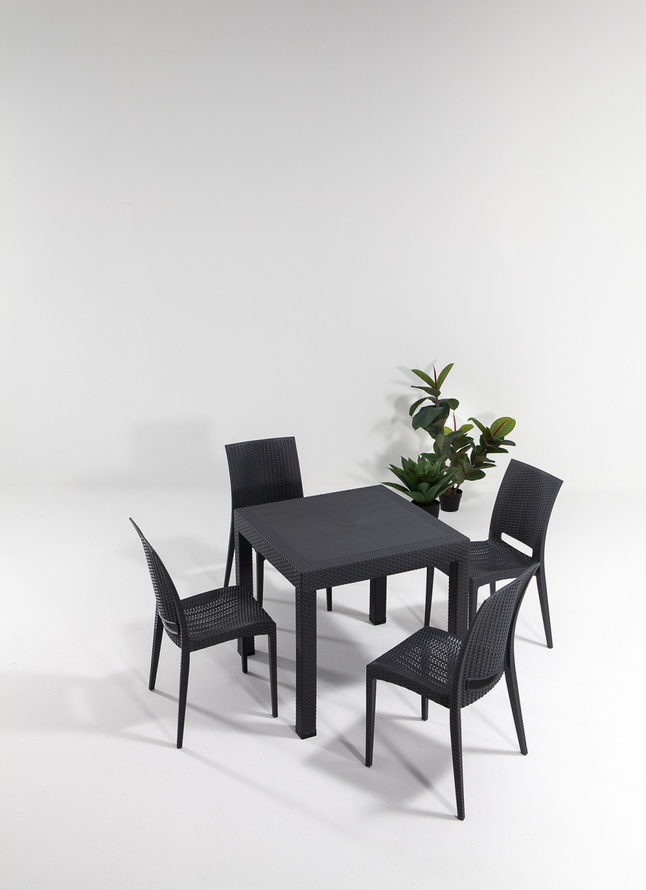 Set masa si scaune de gradina (5 piese) Rattan Antracit 43x87x44 cm