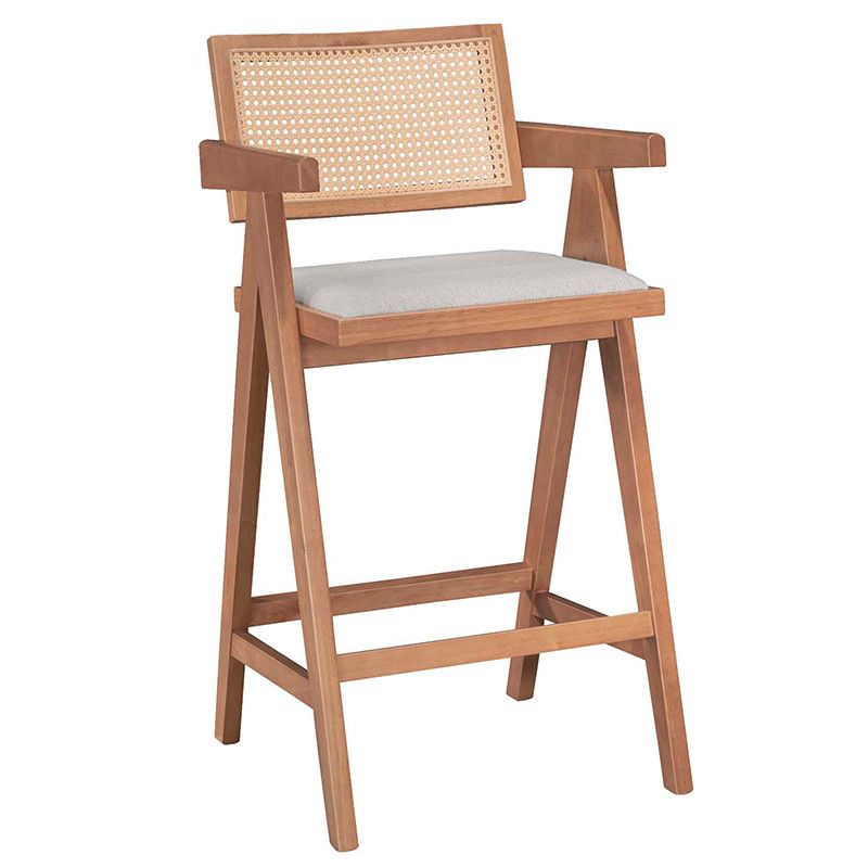 Set masa si scaune pentru sufragerie Winslow Ι set 5 piese lemn de arbore de cauciuc, culoarea nuc deschis 120x45x100cm
