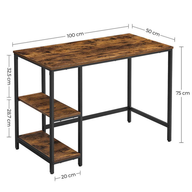 Birou cu rafturi Vasagle, 100 x 50 x 75 cm