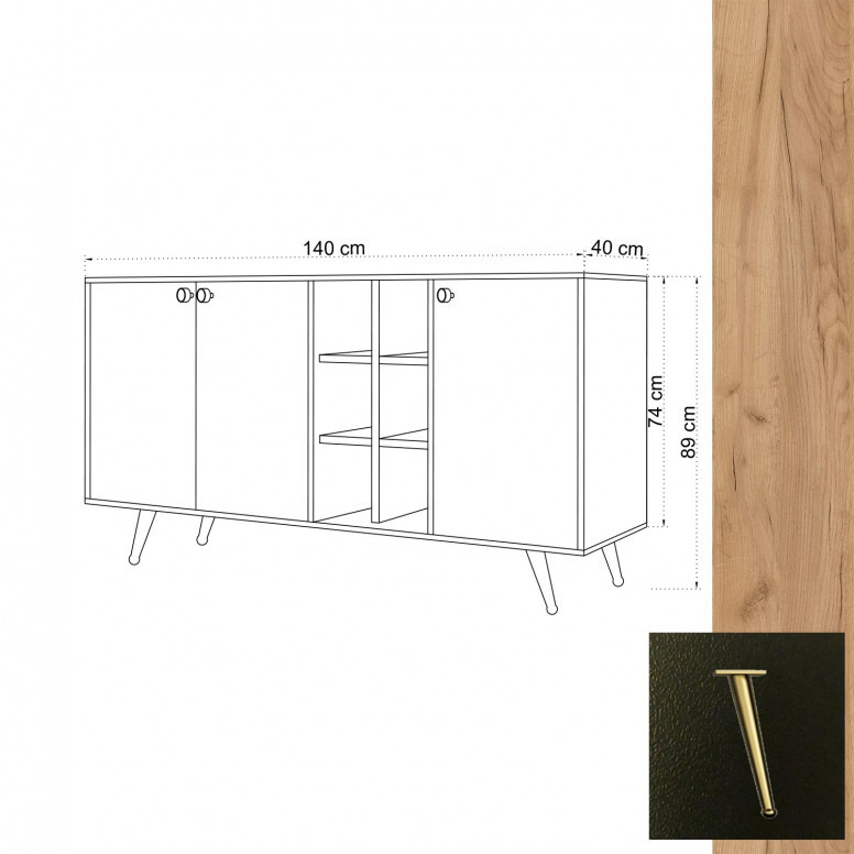 Consola VEİT Oak-Negru